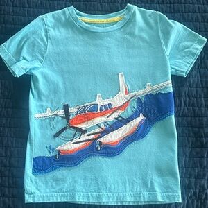 Mini Boden Light Blue Seaplane Appliqué Tee